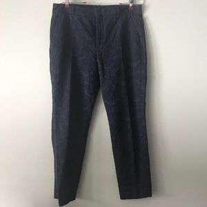 Zara Embossed Navy Career Pants